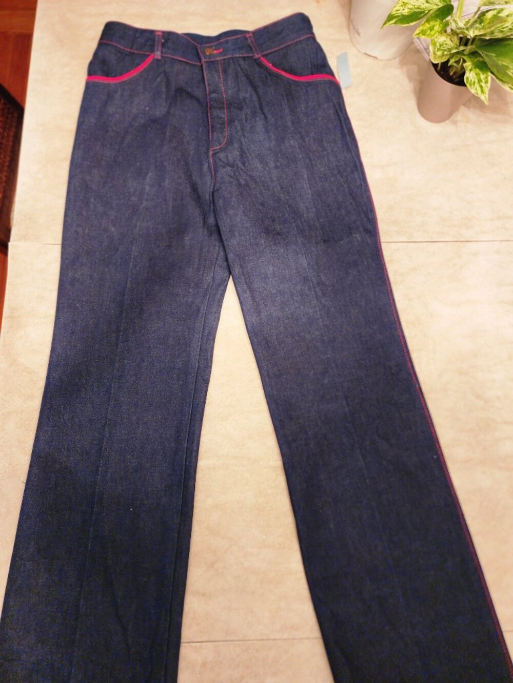 NWT VINTAGE CHEMIN DE FER JEANS WITH RED TRIM